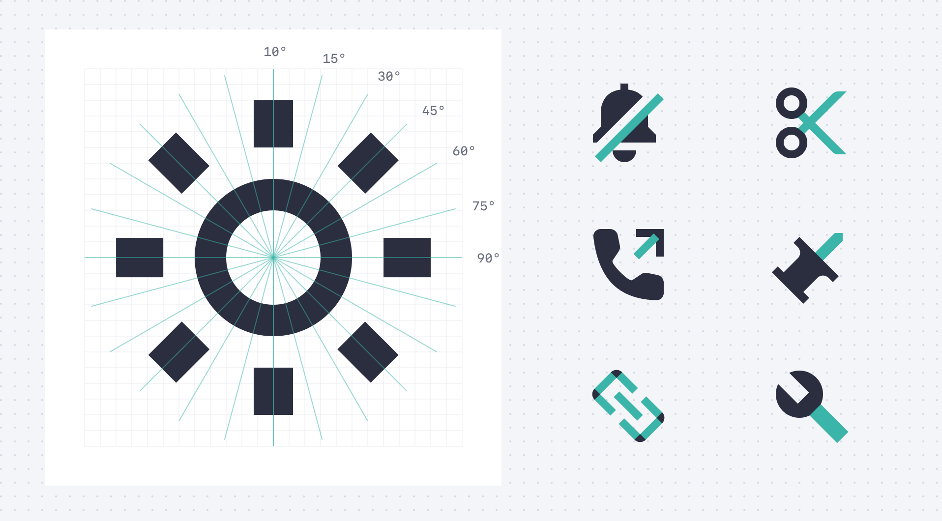 Examples of icon angle styling