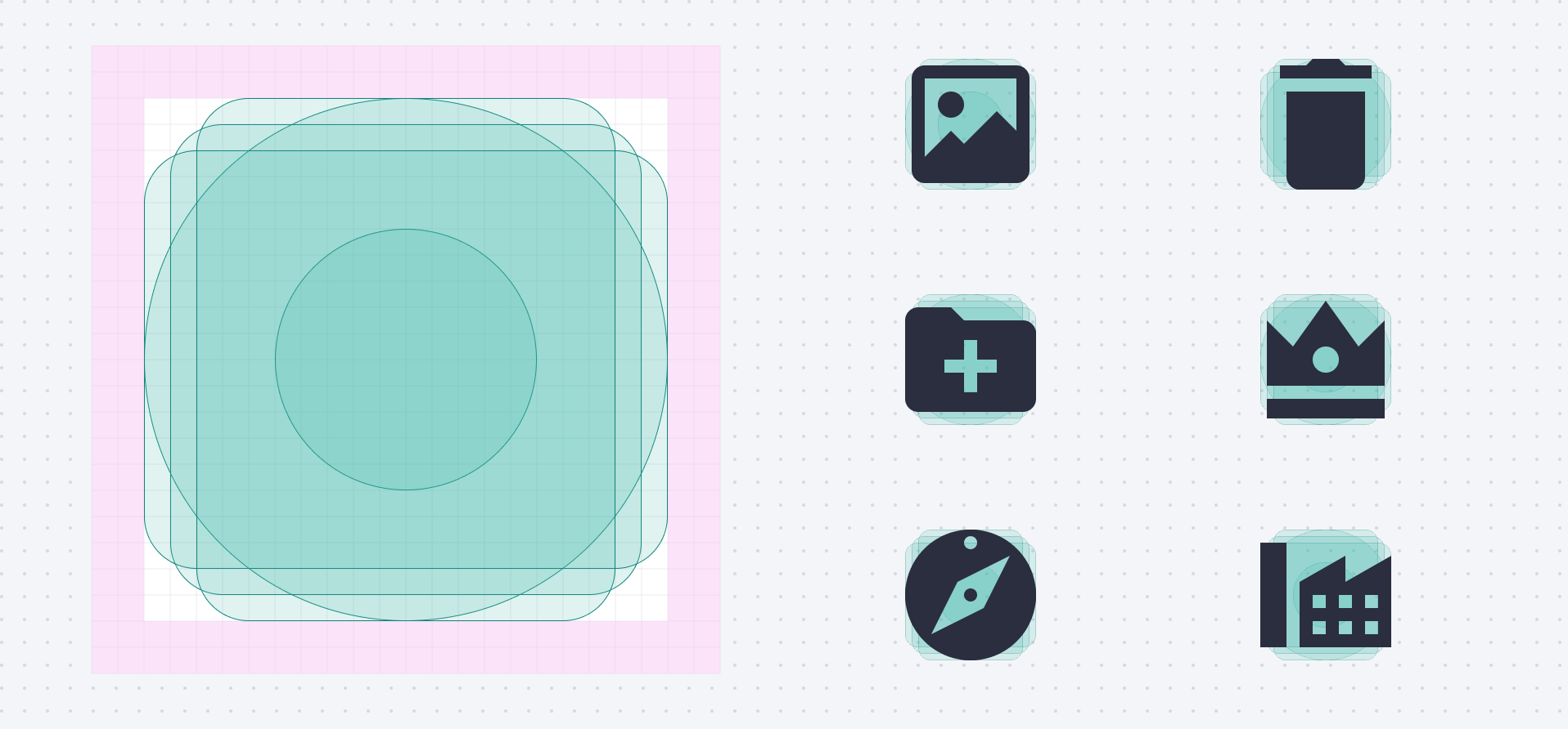 Examples of icons following the Starlight keyshape