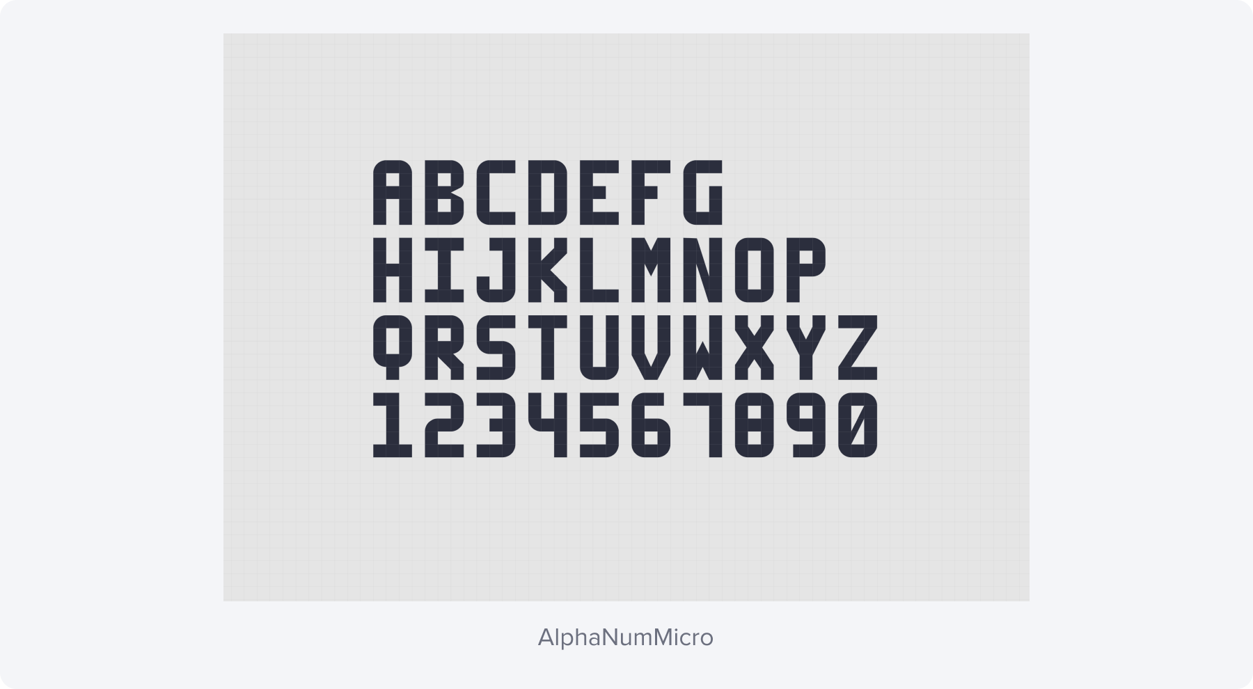 AlphaNum Micro typeface example